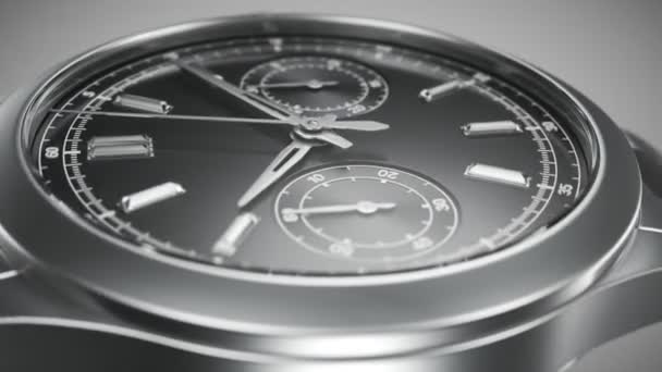 Relógio Luxo Com Engrenagens Trabalho Mecanismo Visível Através Tampa Vidro — Vídeo de Stock