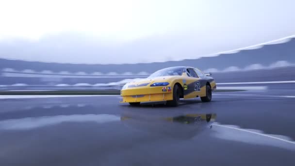 Conducción Coches Carreras Alta Velocidad Deriva Alrededor Pista Carreras Ampliar — Vídeos de Stock