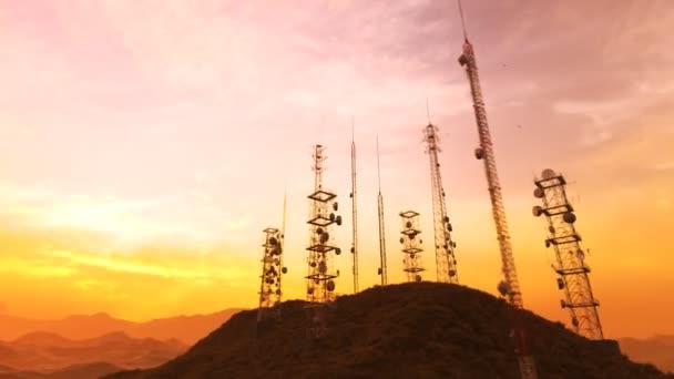 360Deg Giran Alrededor Complejo Antenas Una Colina — Vídeo de stock