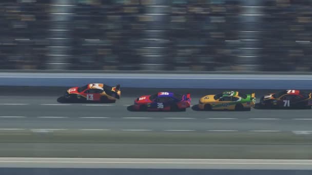 在曲线跑道上超速赛车的动画 — 图库视频影像