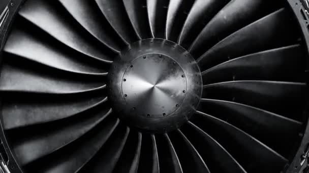 Closeup Shot Spinning Jet Engine Front Fan Cfm56 — Stock Video