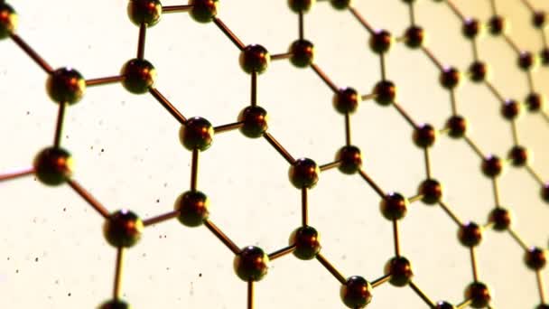 Seamlessly Loopable Animation Graphene Structure Reflective Dark Carbon Atoms Shape — Stock Video