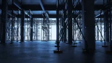Loopable animasyon boş bina sitenin iskele ile. Yapım aşamasında büyük açık alan.