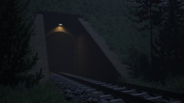 Eski bir yeraltı tüneli bırakarak tren. Bir giriş yukarıda Kamera tava.