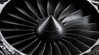 İplik jet motoru açık fan closeup çekim. Cfm56