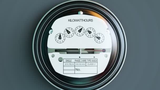 Típico Medidor Eléctrico Analógico Residencial Con Caja Plástico Transparente Que — Vídeos de Stock