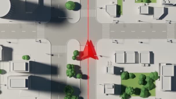 Carte Gps Flèche Rouge Courant Vers Avant Long Chemin — Video