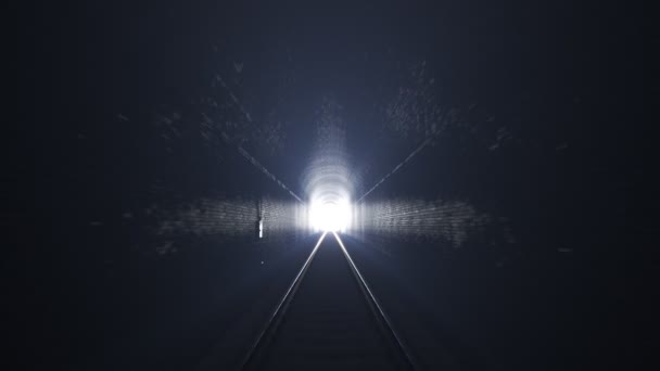 Durch Einen Eisenbahntunnel Dem Licht Entgegen — Stockvideo