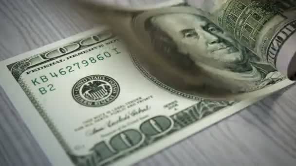 Primer Plano Del Conteo Billetes 100 Dolares — Vídeos de Stock