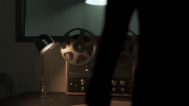 Interrogation Room Behind One Way Mirror Glass Reel To Reel Recording Interview With A Handcuffed Man