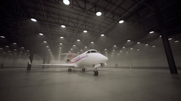 Animation Eines Lager Stehenden Privatjets — Stockvideo