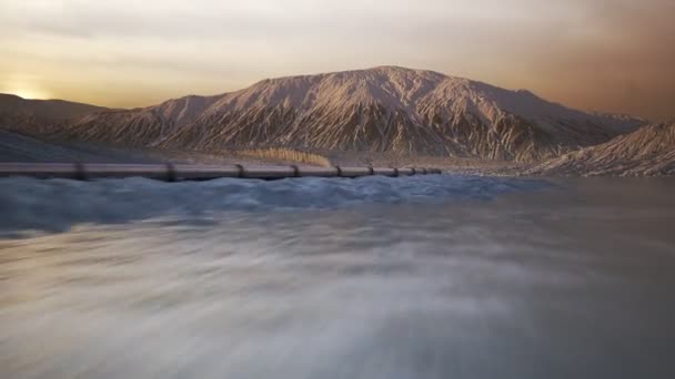 Pipeline Dans Vallée Montagne Caméra Déplaçant Vers Puis Dessus — Video