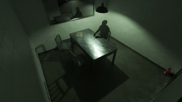 Time Lapse Animazione Una Sala Interrogatori Con Silhouette Scura Uomo — Video Stock