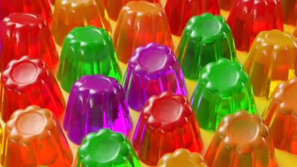 Jiggling Multicolour Jelly Desserts — Stock Video