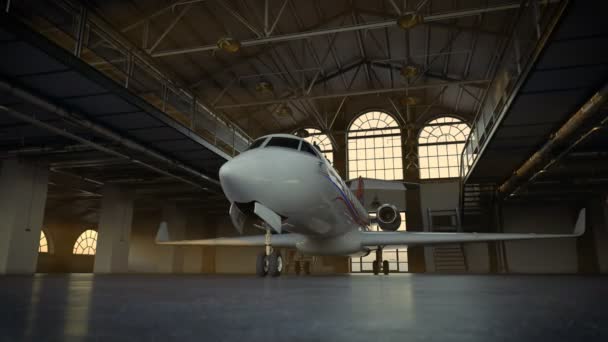 Timelapse Private Jet Loft Warehouse Lightshafts Pouring Windows — Stock Video