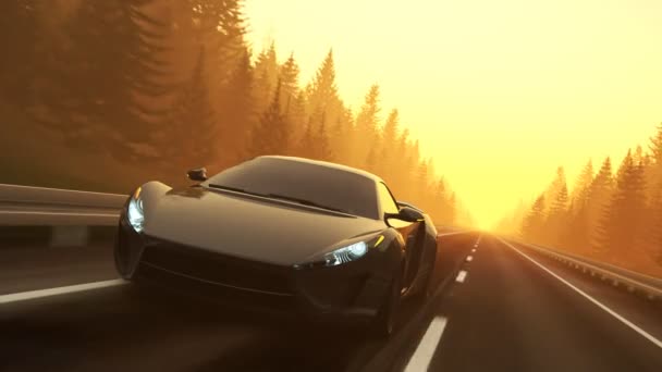 Sports Car Driving Fast Road Loopable Animation — Stock Video