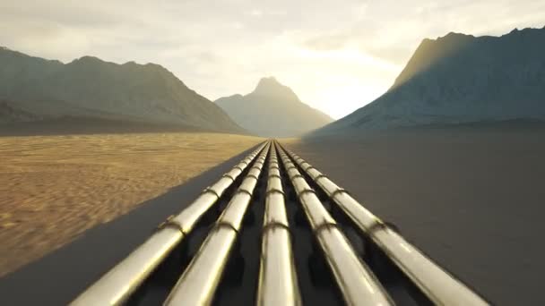 Coucher de soleil sur le pipeline . — Video