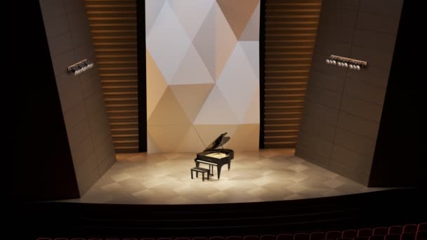 コンサート ホールのグランド ピアノ — ストック動画