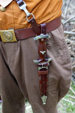 Sholokhovo, Moscow reg./Rusya - 5 Mayıs 2018: Dünya Savaşı - Courland savaş, Rus tarzı yeni bir eğlence son çatışmalarından yeniden inşası.