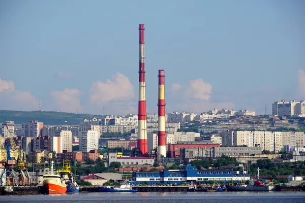Murmansk Russland Juli 2017 Panoramablick Auf Murmansk Und Seinen Belebten — Stockfoto