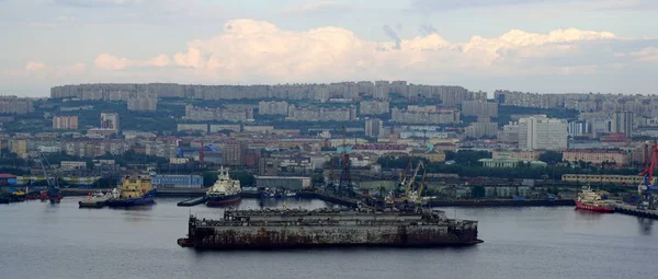 Murmansk Russland Juli 2017 Panoramablick Auf Murmansk Und Seinen Belebten — Stockfoto
