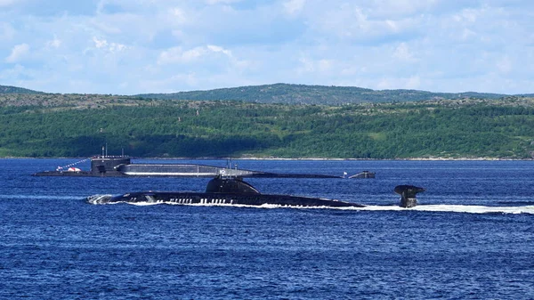 Sous Marins Nucléaires Russes Classe Victor Iii Delta Dans Baie — Photo