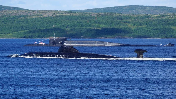 Sous Marins Nucléaires Russes Classe Victor Iii Delta Dans Baie — Photo