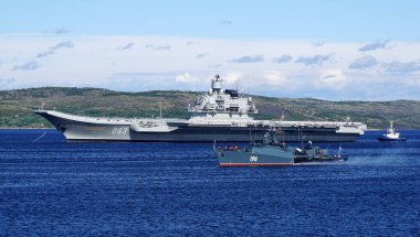 Severomorsk, Russia - July 30, 2017: Russian-soviet aircraft carrier cruiser 