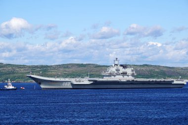 Severomorsk, Russia - July 30, 2017: Russian-soviet aircraft carrier cruiser 