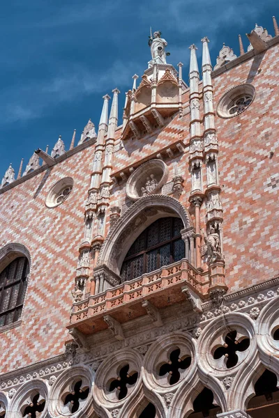 Architectural fragment of Doge Palace entrance from St. Mark Square. Palace was the residence of the Doge of Venice. Veneto, Italy.