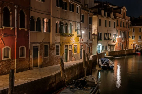 Vista Nocturna Del Canal Venecia Italia Arquitectura Monumentos Venecia Vida — Foto de Stock