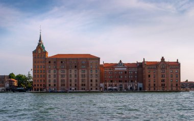 Venice, İtalya - 08 Mayıs 2018: Giudecca Adası üzerinde Otel Hilton Molino Stucky Venice.