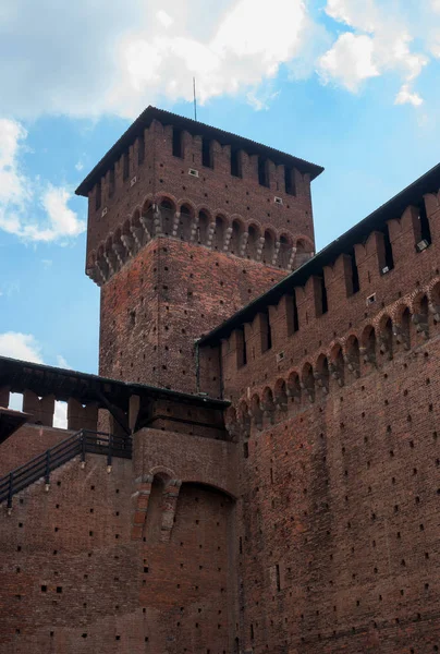 Castelo Sforza Torre Vigia Castelo Foi Construído Século Por Francesco — Fotografia de Stock