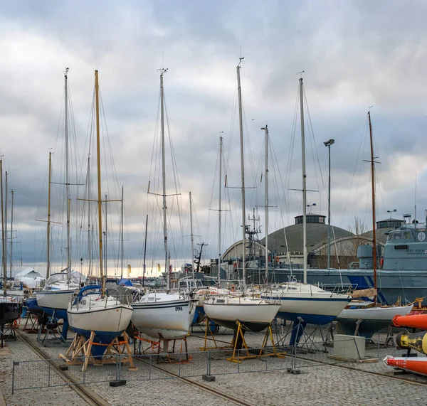 Tallin Estonia Listopada 2018 Parking Małe Jachty Porcie Lotu Lennusadam — Zdjęcie stockowe