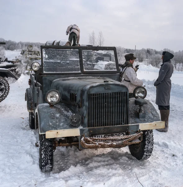 Krasnoye Selo Petrohrad Rusko Ledna 2019 Vojenská Historická Rekonstrukce Bitva — Stock fotografie