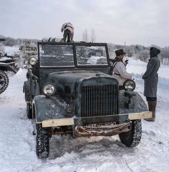 Krasnoye Selo São Petersburgo Rússia Janeiro 2019 Reconstrução Histórica Militar — Fotografia de Stock