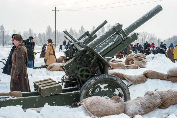 Petersburg Rosja Stycznia 2019 Wojskowy Historycznej Rekonstrukcji Bitwa Leningrad 122 — Zdjęcie stockowe