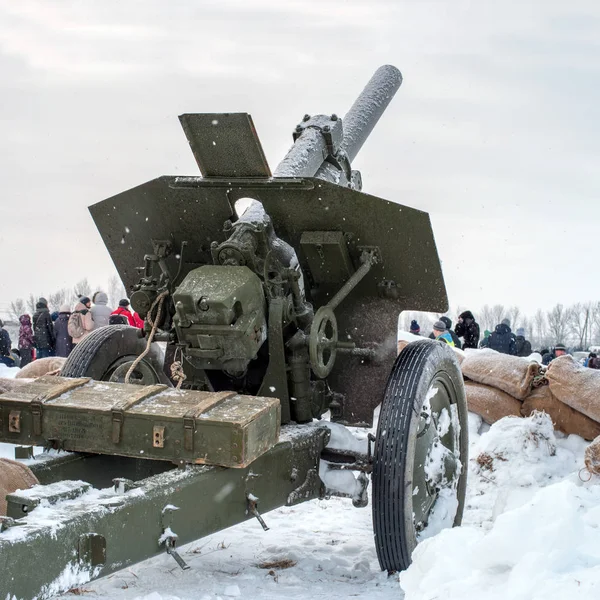 Petersburg Rosja Stycznia 2019 Wojskowy Historycznej Rekonstrukcji Bitwa Leningrad 122 — Zdjęcie stockowe