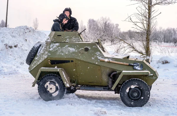 Petersburg Rosja Stycznia 2019 Wojskowy Historycznej Rekonstrukcji Bitwa Leningrad Radziecki — Zdjęcie stockowe