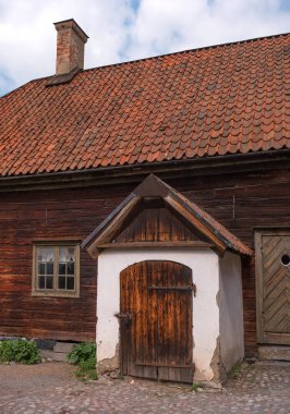 Skansen, dünyanın en eski açık hava müzesi. Eski İsveç binaları. Outbuildings. Stockholm, İsveç
