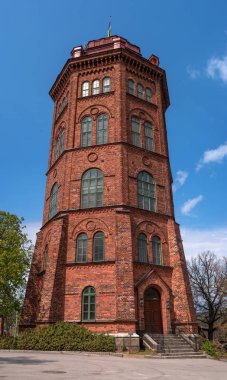 Djurgarden adasındaki Skansen Park 'ta yer alan bredablik Tower. Stockholm, Isveç