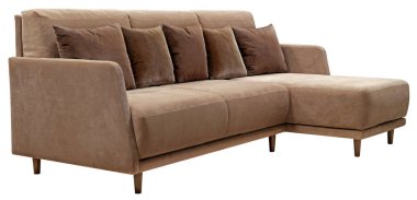 Köşedeki kanepe beyaz arka planda izole edilmiş. Kırpma yolu dahil