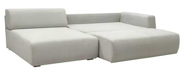 白い背景に隔離されたコーナーソファ クリッピングパスを含む ソファは睡眠のためにレイアウトされています — ストック写真