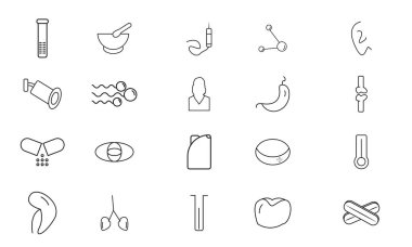 Sağlık ve Tıbbi Simgeler Ayarlandı, basitçe illüstrasyon 