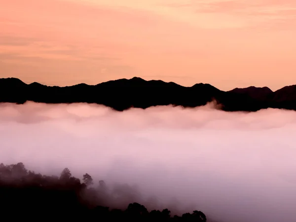 güzel sabah sis denizde Panoenthung manzara noktası, Tayland
