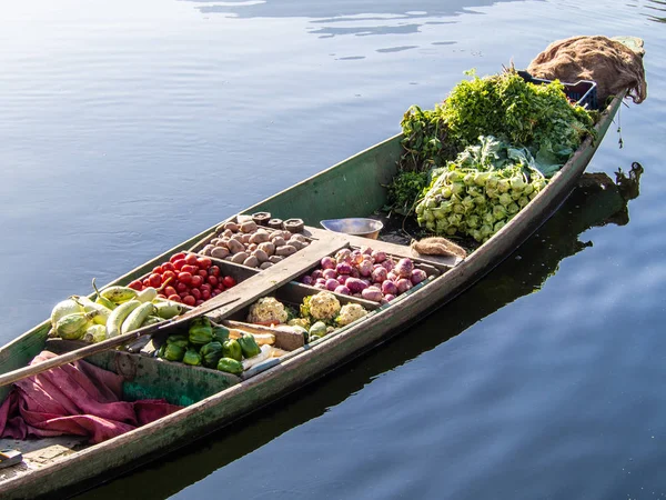 Many Vegetables Boat River Kashmir India Stock Photo