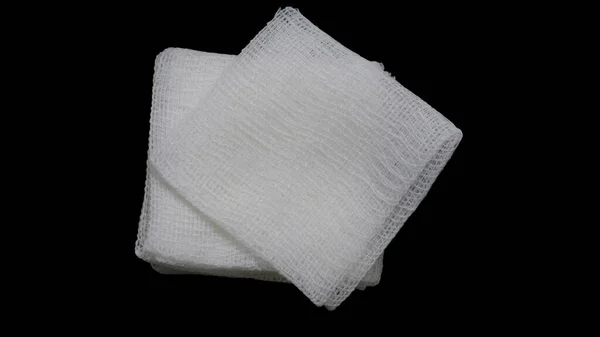 Isolated Gauze Pads Black Background First Aid Accessories — Stock Photo, Image