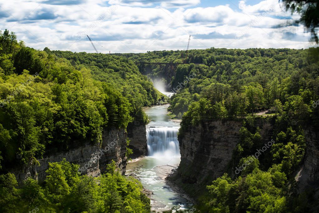 Waterfall in Letchworth park in summer, upstate New York