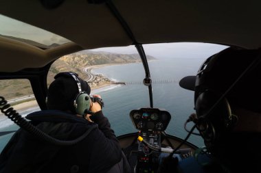 Aerial helicopter shot of Carpinteria clipart