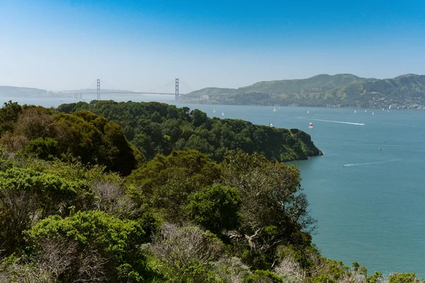 Golden Gate Köprüsü, San Francisco şehri ve çevresindeki bay en yüksek Angel Island gördün geniş kapsamlı görünümü